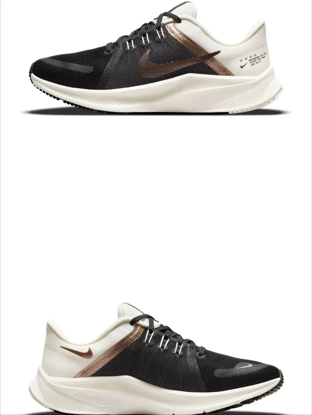 Sz7 Women Nike Quest 4 Premium Running Shoes Black Metallic Copper Coin Sneakers